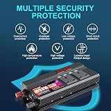 LVYUAN Power Inverter 1200/2400W DC 12V to 240V AC with 3 UK Sockets 4 USB Dual view 4