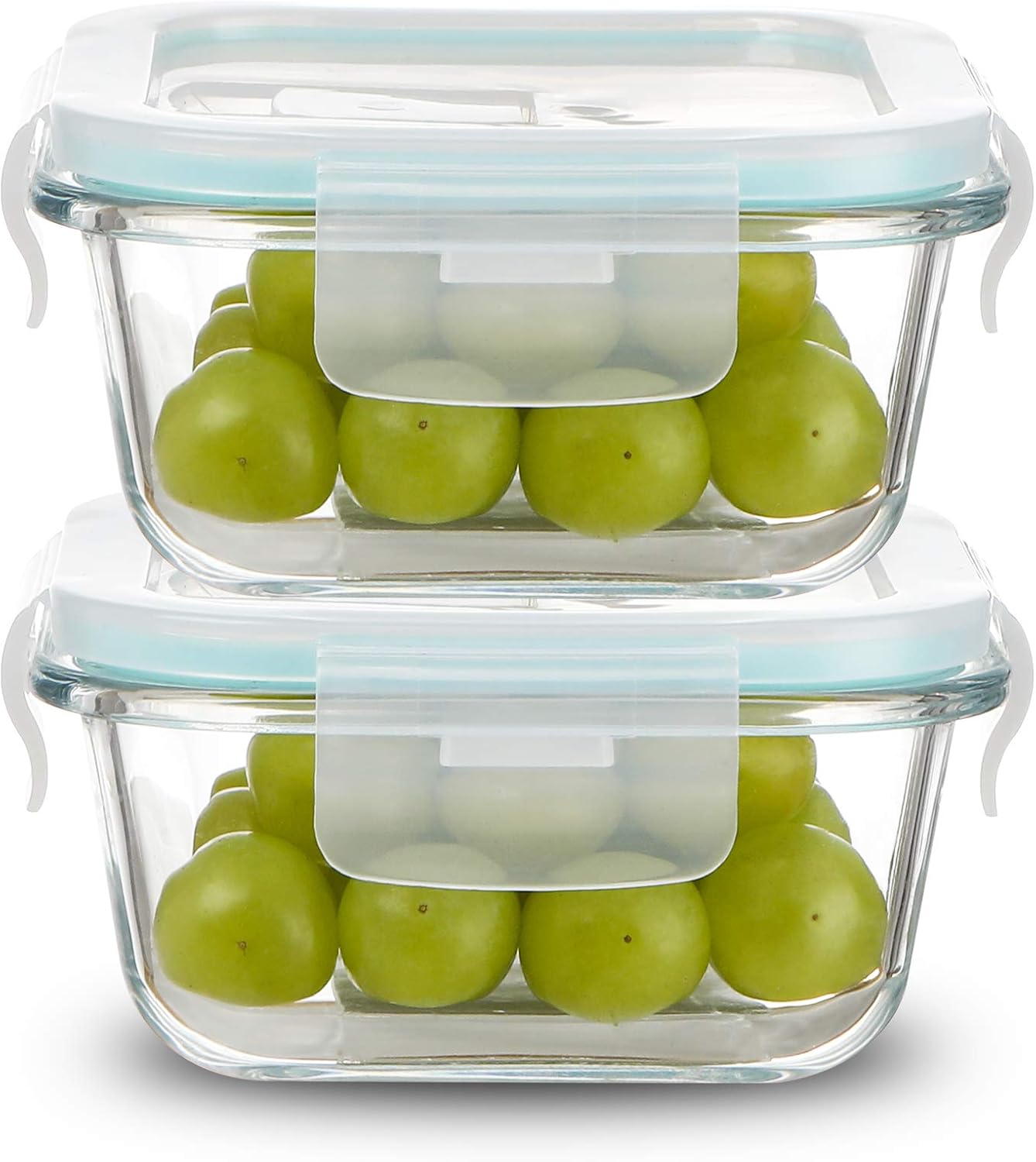 Sweejar 17 oz Glass Food Storage Containers Set with Lids(2 pack),Square Airtight Glass Meal Prep Containers,Lunch Box Containers,Freezer to Oven Safe