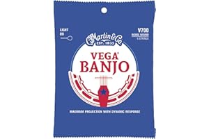 MARTIN Vega® Banjo Strings – Nickel, Light Gauge | 5-String Set for Bluegrass, Clawhammer & Folk | Long-Lasting Nickel/Steel Alloy
