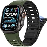 HITZEE Ultra Band Compatible with Apple Watch Band 49/46/45/44/42, Silicone Magnetic Men Bands Strap with Pin Buckle Compatible for iWatch Ultra 3/2/1 Series 11 10 9 8 7 SE3 6 5 4 3, Green/Black