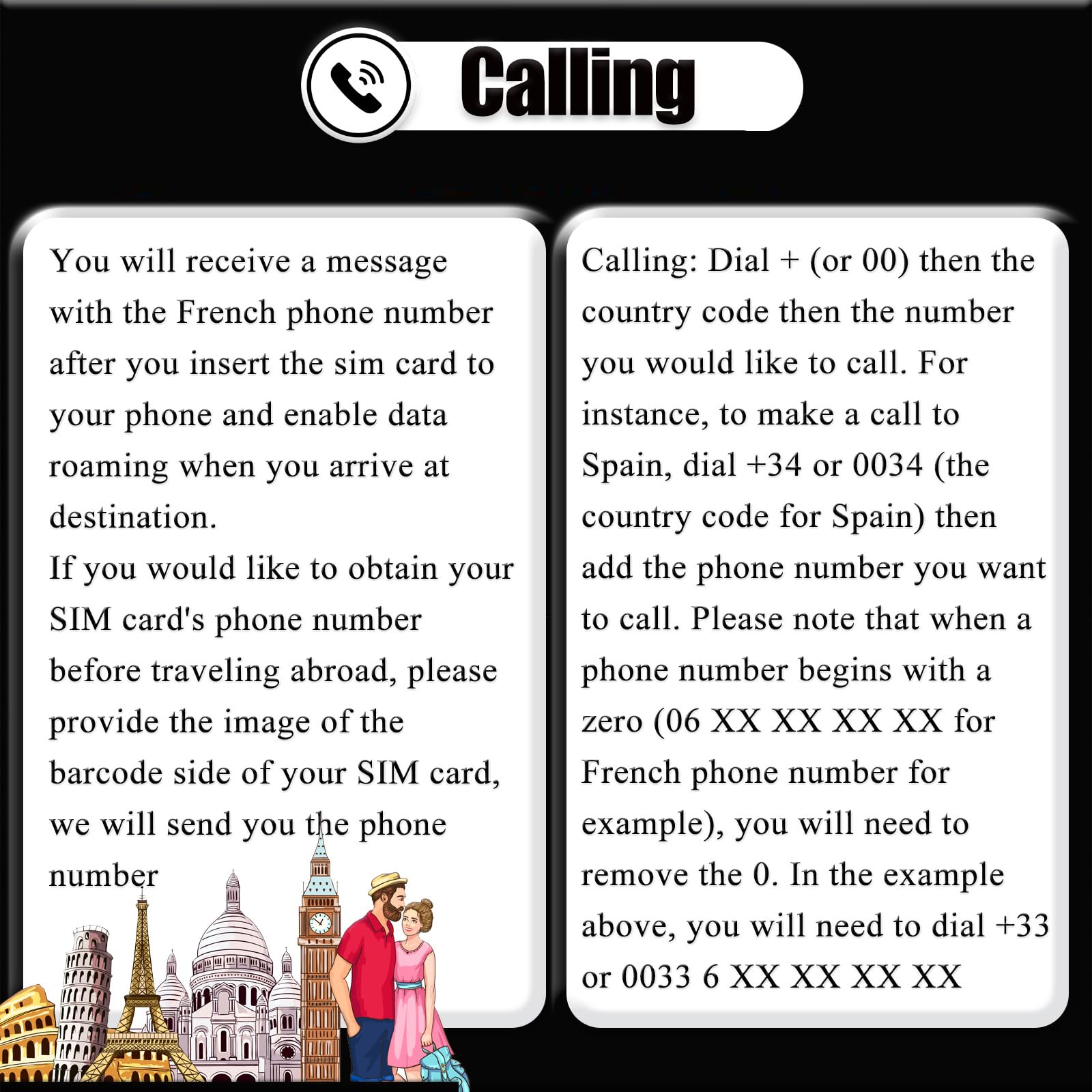 Prepaid SIM Card for Europe Travel with 12GB of 4G Data, Unlimited Calls and SMS in Europe with France Phone Number, 30 mins and 200 SMS from Europe to Worldwide(Lasts for 31 Days),Tethering Allowed
