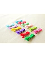 Lace Kenzola 12pc Toddler Classic Ribbon-Wrapped No-damaged Mini Bow Hair Barrettes Hair Clip Set