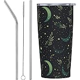 wiuurs Moon Tumbler with Lid and Straw 20oz Stainless Steel Travel Coffee Mug Vacuum Insulated Cup for Water Tea or Coffee