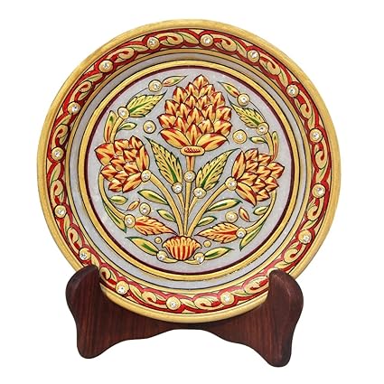 HANDICRAFTS PARADISE Floral Pattern ON Marble Plate HPMR15168