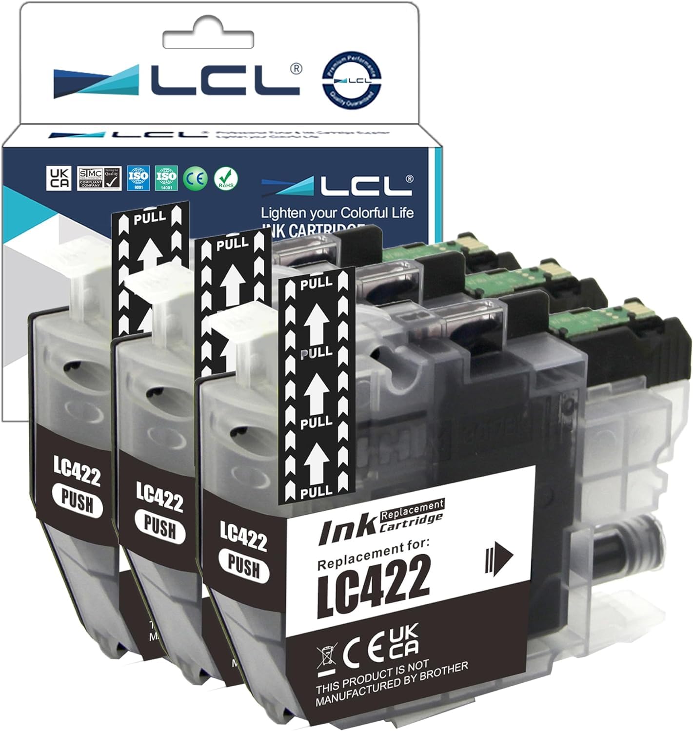 LCL LC422 Black Ink Cartridge Replacement for Brother LC-422 LC-422XL LC422XL LC422BK LC422XLBK for MFC-J5340DW MFC-J5345DW MFC-J5740DW MFC-J6540DW MFC-J6940DW Printer (3-Pack)