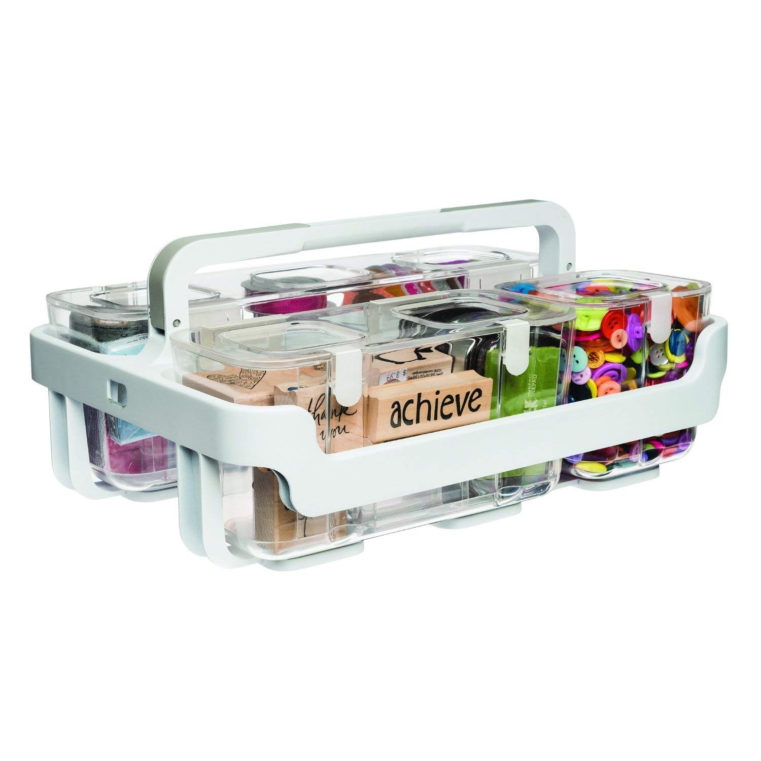 Deflecto 29003CR Caddy Organizer with Small, Medium & Large Compartments-White, Other, Multicoloured, 15.44x26.67x17.78 cm