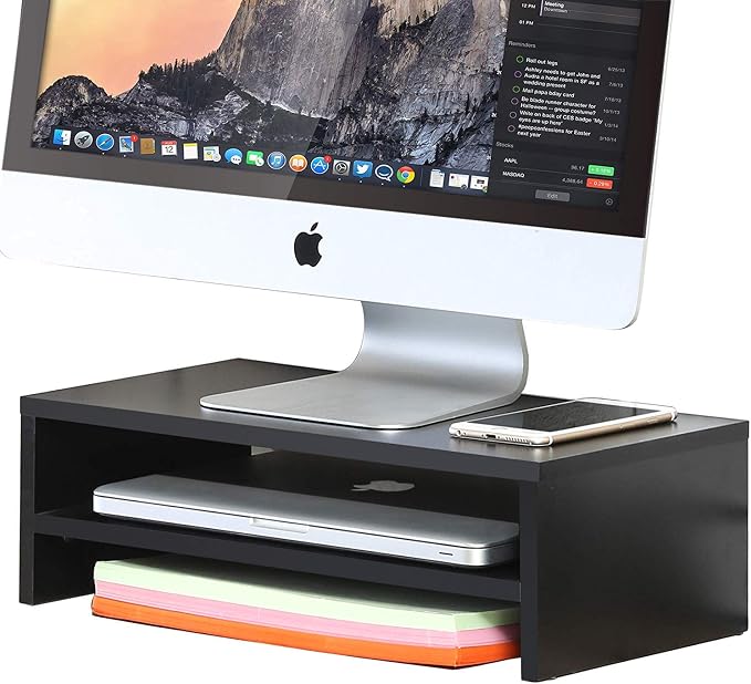 Produktbild von Schreibtisch Organizer Home Office Monitor Ständer Riser Mit Schubladen Vintage Holz Desktop Finishing Kommode Aufbewahrungsbox Stapelbare Schubladentyp Aufbewahrungsbox, 2 Farben Schubladen Organizer
