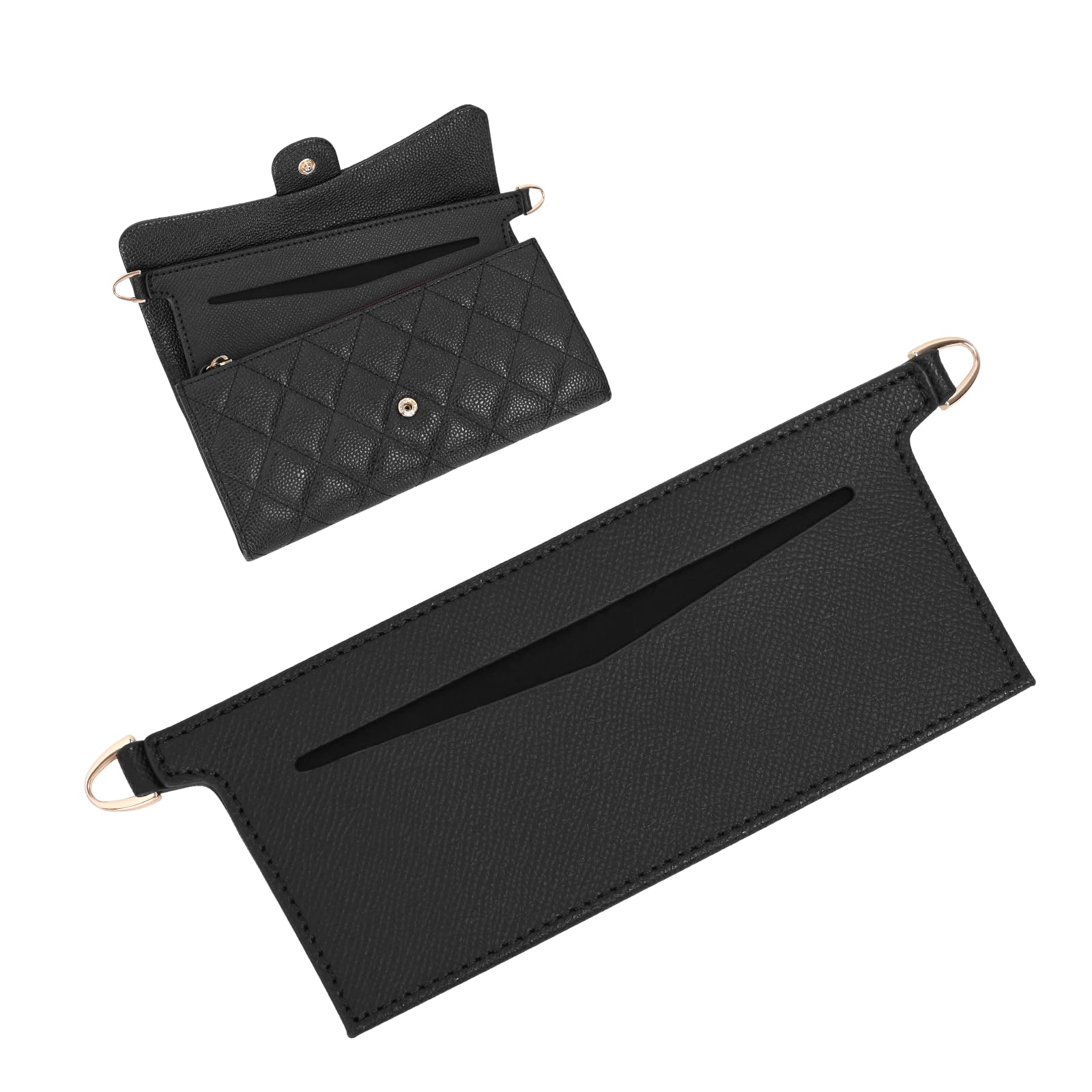 Wallet inserts Purse Chain Strap Crossbody Bag accessories for emilie,chanel Wallet Into Crossbody Bag (Black)