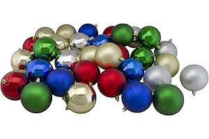 Northlight 32ct Multi-Color Shatterproof 2-Finish Christmas Ball Ornaments 3.25" (80mm)