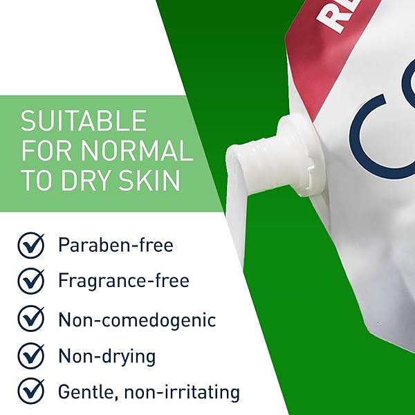 CERAVE HYDRATING FACIAL CLEANSER, MOISTURIZING FACE WASH FOR DRY SKIN, HYALURONIC ACID + CERAMIDES + GLYCERIN, HYDRATING CLEANSER FOR NORMAL TO DRY SKIN, 16 OUNCE REFILL