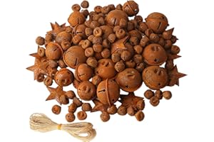 DAHI 140Pcs Rusty Metal Jingle Bells Kit Supplies Includes 120 Mixed Size Vintage Rusty Bells 20 Rustic Metal Star and Jute Rope Ribbon for Primitive Crafts Christmas Wreath Holiday Home Decoration
