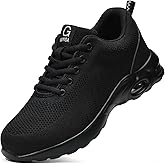 GLANOUDUN Steel Toe Shoes for Men Black Work Shoes Lightweight Safety Shoe for Men Indestructible Steel Toe Sneakers Industrial Construction Shoe Men's Work & Safety Footwear