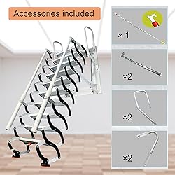 13 Steps Wall-Mounted Folding Stairs, Extra Wider