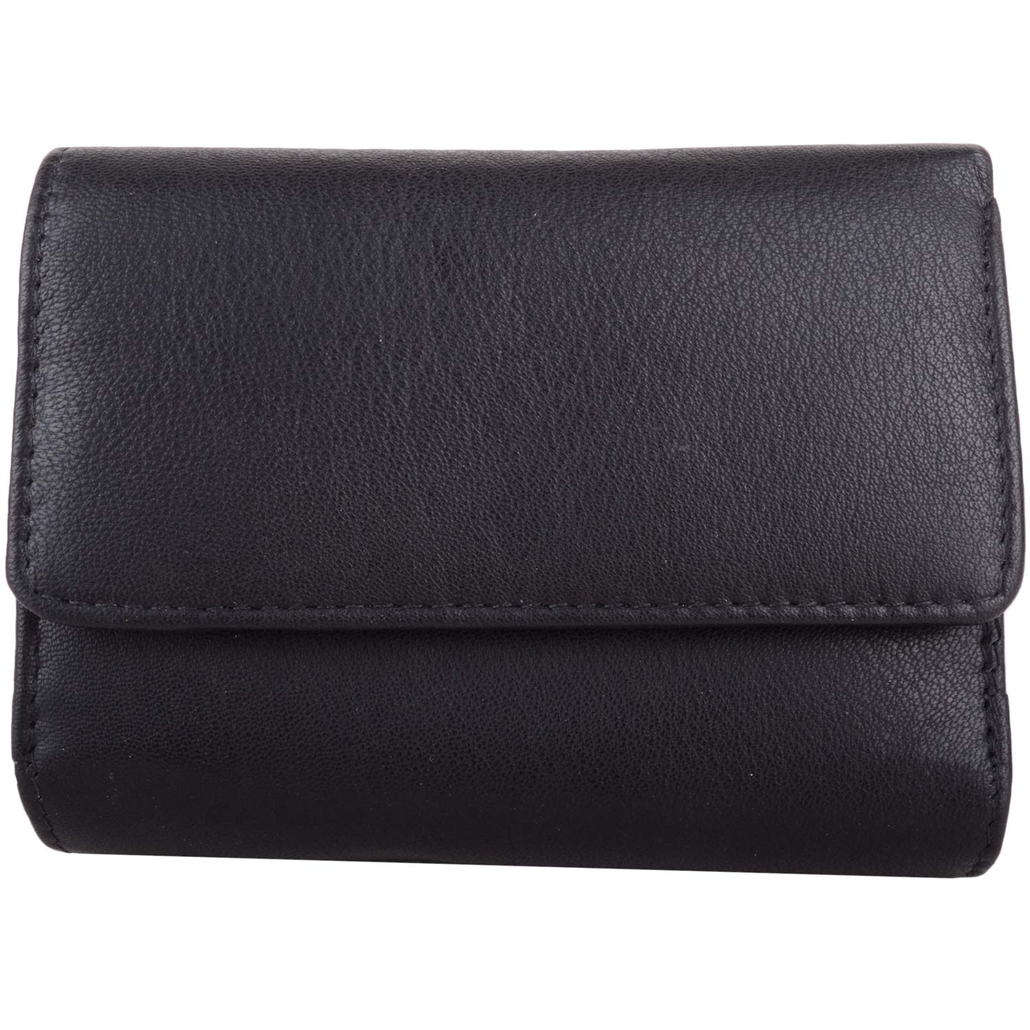 Womens Genuine Leather RFID Money/Credit Card Holder/Purse Multiple Features - Black