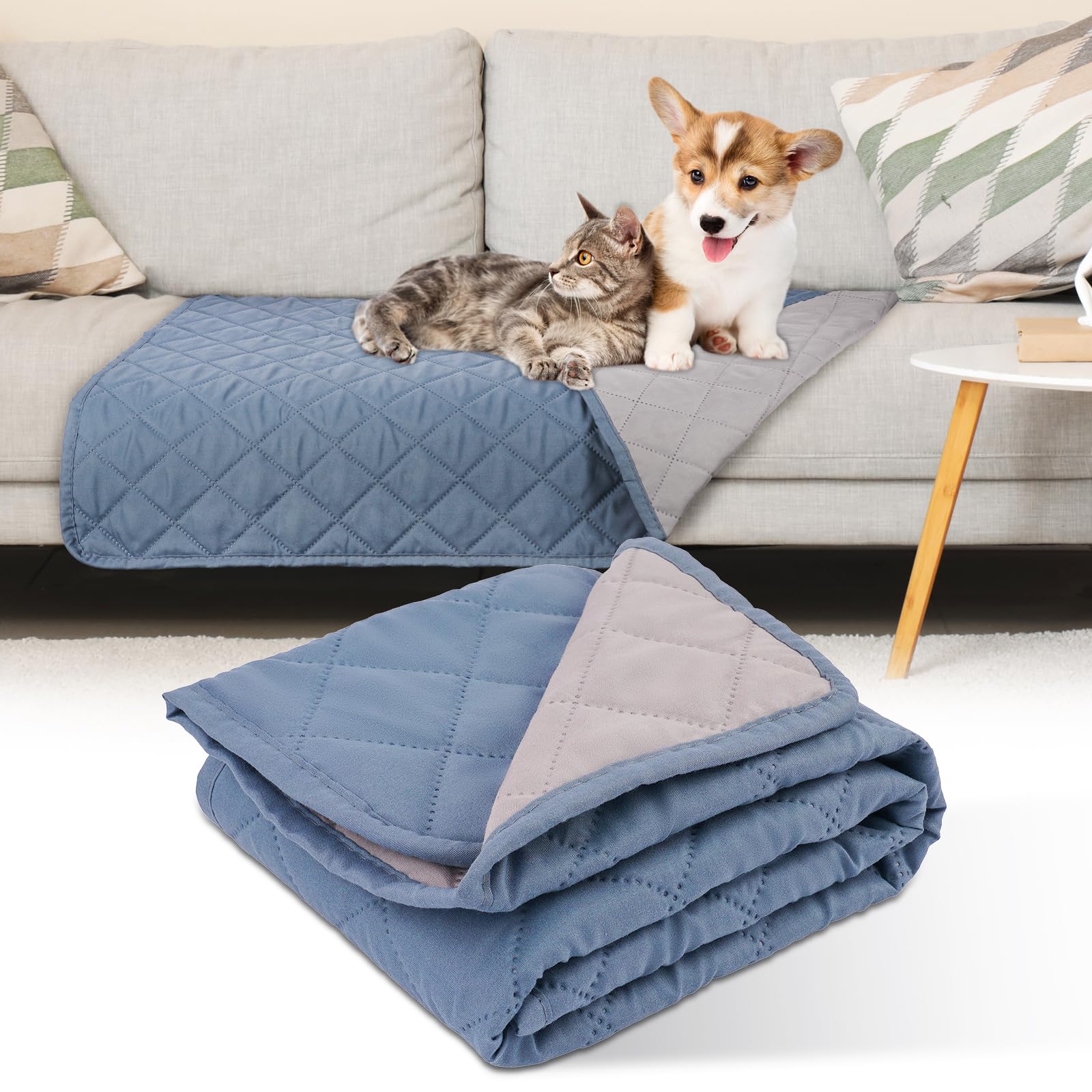 Aomig Waterproof Pet Blanket, Washable Reversible Puppy Blankets, Pet Sofa Covers Mattress Furniture Protector for Small Dog Cat, Double Sided Waterproof Pet Blanket Anti Scratch Dirty Fur(50x80CM