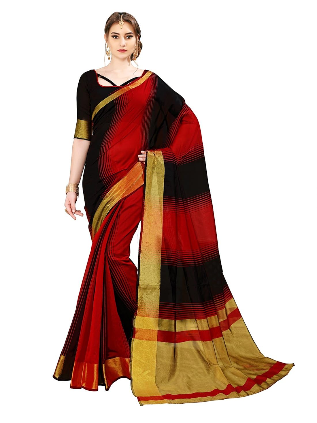 glory sarees women's handloom cotton silk saree(jari129)