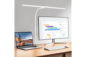 EppieBasic LED Desk lamp,Double Head Architect Desk Lamps for Home Office,Extra Bright Workbench Office Lighting,Eye Protection Modern Desk Light for Monitor Working Reading White 1200LM