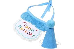 Amaezorx 1 Sets Pet Birthday Accessory Set - Dog Bandana, Birthday Bib & Party Hat for Small Dogs and Cats, Comfortable Adjus