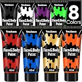8 Colors Face Body Paint, 11.3oz Water Based Painting Set For Adults | Washable Cream SFX Makeup, Non-Toxic Kids Facepaint for Stage Cosplay Sports Halloween Clown Festivals Party Supplies