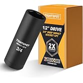 TIGHTSPOT 1/2" Drive 3/4 Inch Deep Impact Socket, 6-Point, CRV Steel