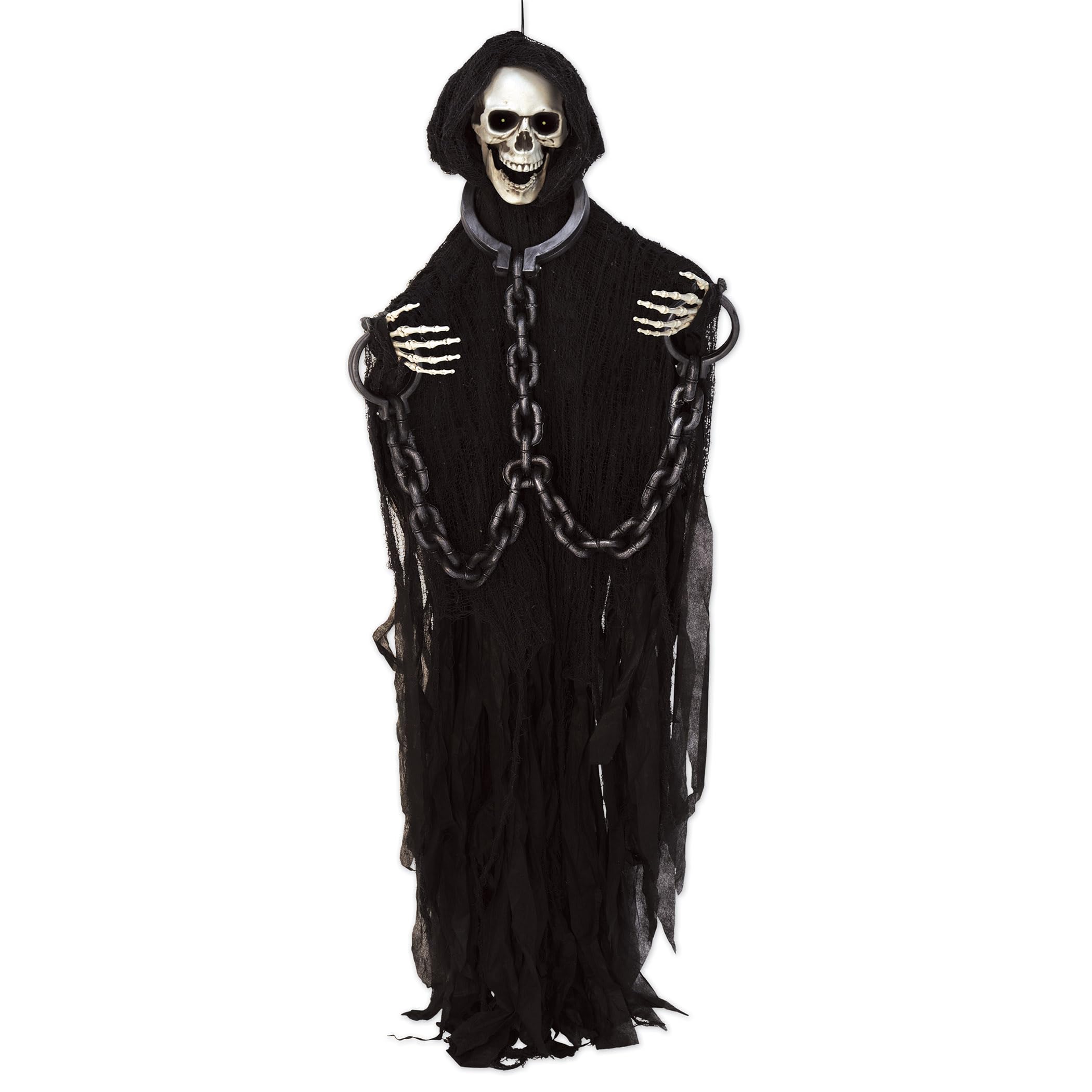 Photo 1 of ****SIMILAR***

Beistle Skeleton with Chains Creepy Creature Motion-Activated Halloween Decoration with Flashing LED Lights and Spooky Laugh, Poseable Arms, Indoor Haunted House Prop, 6’, 6', Black/Off White/Gray