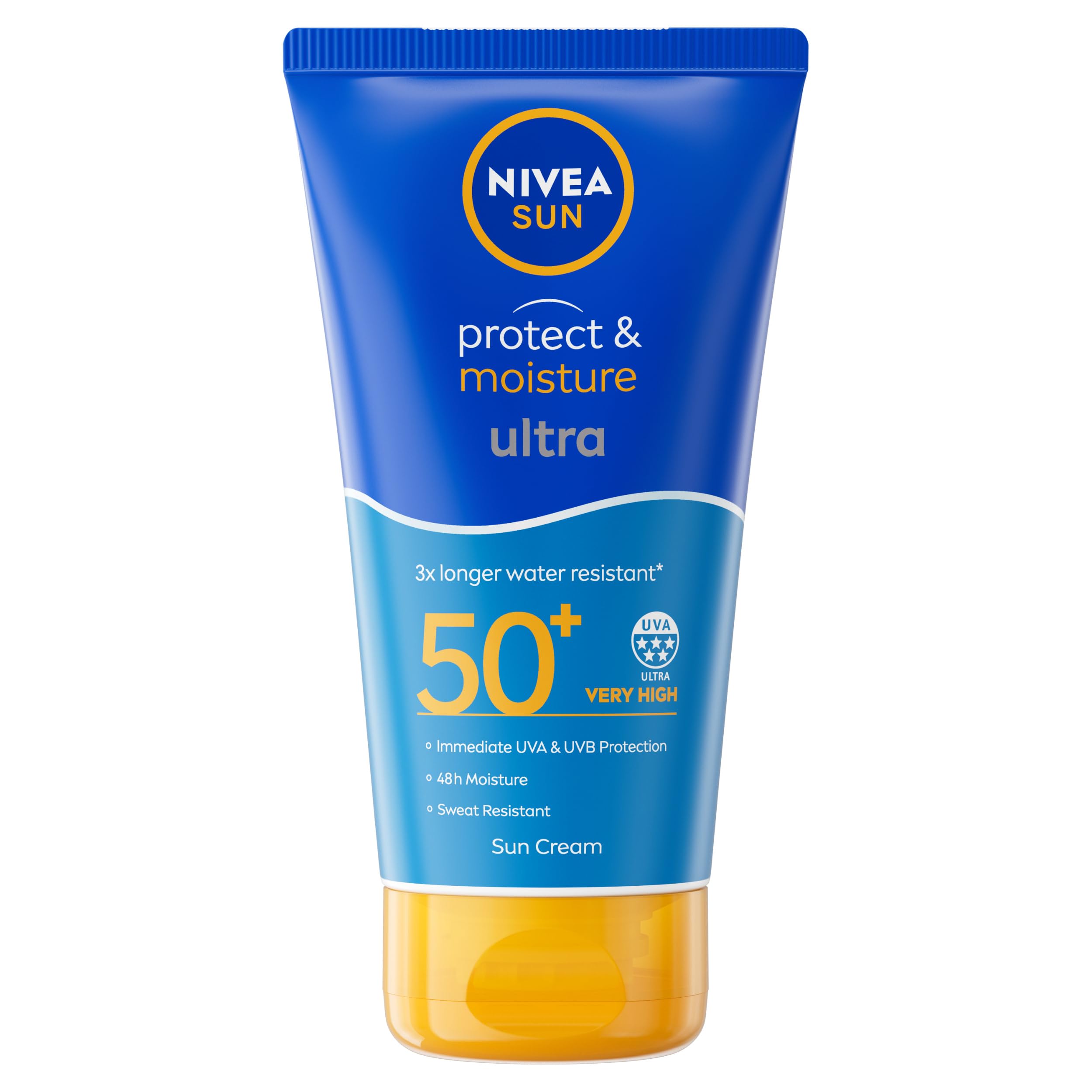 NIVEA SUN Protect & Moisture Ultra Sun Cream Lotion SPF 50+ (150ml), Water-Resistant Sunscreen, Sun Cream Provides Instant UVA/UVB Protection and Moisturises Skin for 48h