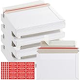 100 Pack 6.5x4.5 Inch Rigid Mailers Self Sealing Cardboard Envelopes, Stay Flat White CD Mailers for Photo Document Shipping Postcards