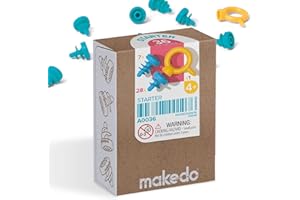 Makedo Starter 036 | Cardboard Construction Starter Pack | STEM and STEAM Educational Toys for Kids | Perfect for at Home Play + Classroom Learning | 36 Piece Mix SCRU & SCRU+ for Kids Age 4+