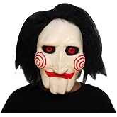 QCCX Halloween Saw Mask, Scary Masks Adult, Puppet Saw Clown Mask Cosplay, Halloween Horror Movie Role-Play Costume Mask Latex