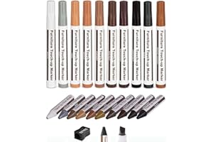 Furniture Markers Touch Up,Wood Filler Floor Scratch Repair Kits,21 Pcs Markers and Wax Sticks with Sharpener Kit for Furnitu