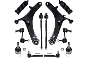 AUQDD 12Pcs Front End Suspension Kit Fit For 2005-2009 Su-baru Outback Legacy, 2 Lower Control Arm 2 Ball Joint 2 Sway Bar Link 4 Outer & Inner Tie Rod End (# K622030 K750049 EV801557 ES3712 K9513)