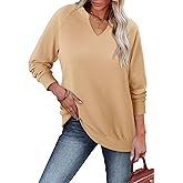StunShow Women Sweatshirts Long Sleeve Shirts V Neck Casual Cute Loose Fit Lightweight Pullover Tops