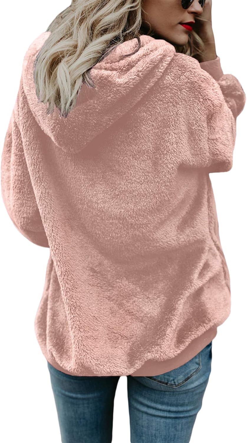 BLENCOT Womens Oversized Warm Double Fuzzy Hoodies Casual Loose Pullover Hooded Sweatshirt Outwear at  Women’s Clothing store