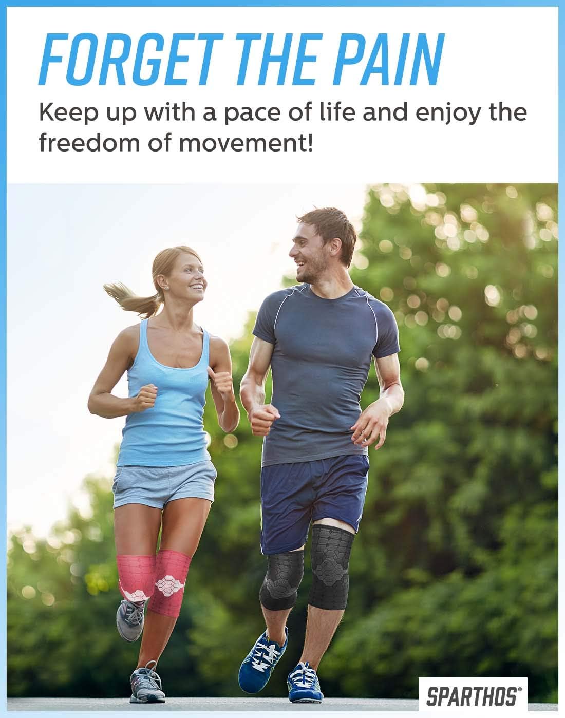 Sparthos Knee Compression Sleeves by (Pair) – Joint Protection and Support for Running, Sports, Knee Pain Relief – Knee Brace for Men and Women – Innovative Breathable Elastic Blend – Anti Slip: Sports & Outdoors