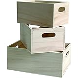 HABAU - Cajas de almacenaje para apilar (madera, 3 unidades): Amazon.es