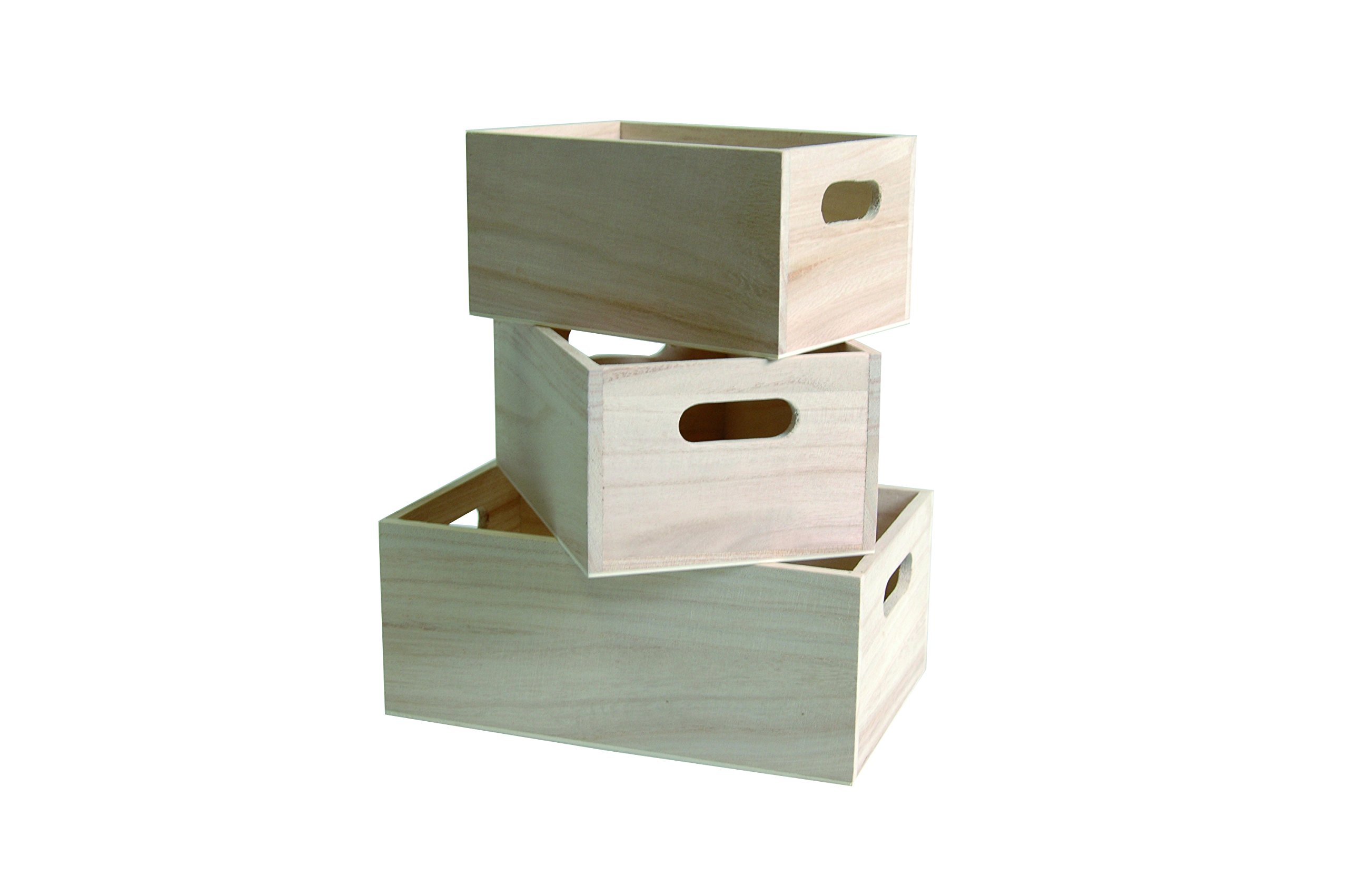 Artemio 14001473-3-Piece Wooden Scalar Boxes, Beige, Small 5 x 16,5 x 8 cm Medium 6.5 x 19 x 10 cm Large 7 x 21,5 x 12 cm
