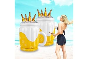 PJMARTS 2 Pcs Extra Large Inflatable Beer Cooler Beer Mug Beverage Cooler for Jumbo Oktoberfest Floating Drinks Cooling Bin Ice Bucket Gathering Backyard barbecues Summer Pool Parties Decorations