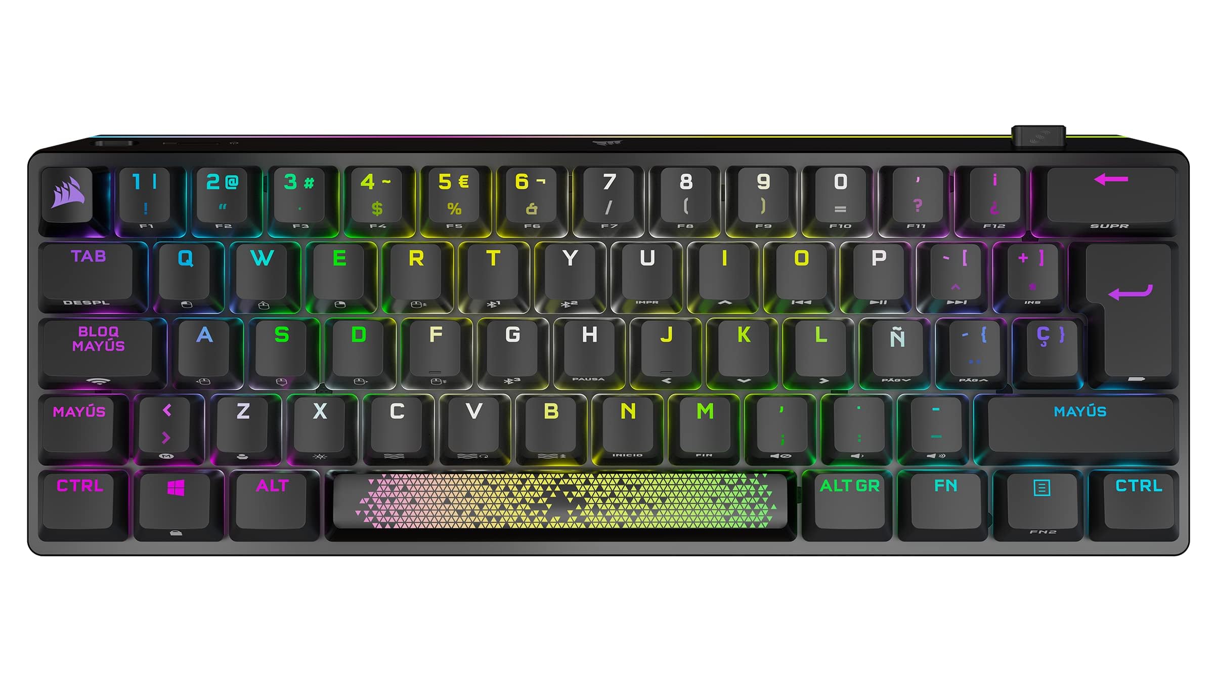 Corsair K70 PRO MINI Wireless RGB 60% Mechanical Gaming Keyboard (QWERTY US Layout, Fastest Sub-1ms Wireless, Swappable Cherry MX Red Keyswitches, Aluminum Frame, PBT Double-Shot Keycaps) Black