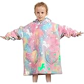 Fiosnow Glow in the Dark Horse Blanket Hoodies for Kids Toddler 2-6YR Oversize Wearable Blanket Hoodies for Boys Girls