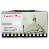 Cont&eacute; &agrave; Paris 12 Count 2B Sketching Crayons Set, White | Soft Highlighting Medium, Creates Strong Contrast On Toned Papers, Excellent For Layering And Detail