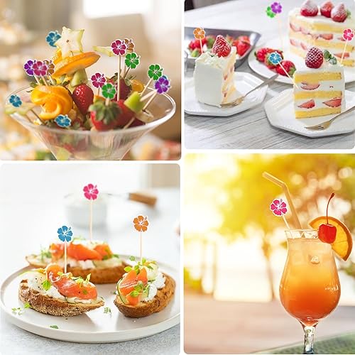 Hawaiian Hibiscus Cocktail Picks Summer Flower Decorative
