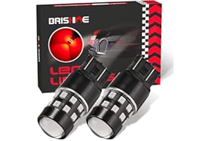 BRISHINE Super Bright 7443 7440 7444 992 T20 LED Bulbs Brilliant Red 9-30V Non-Polarity 24-SMD LED Chipsets with Projector for Brake Tail Lights, Turn Signal Lights(Pack of 2)