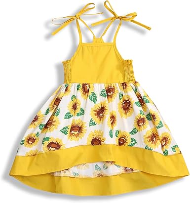 vestido infantil com estampa de girassol