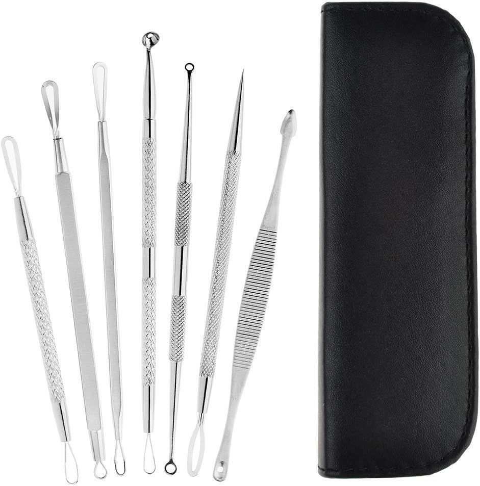 Mabox Blackhead and Pimple Remover Kit-Mabox 7 Comedone Extractor Tools - Excellent for Acne Treatment, Pimple Popping, Blackhead Extraction, Zit Removing, Blemish Removal, Whitehead Popping
