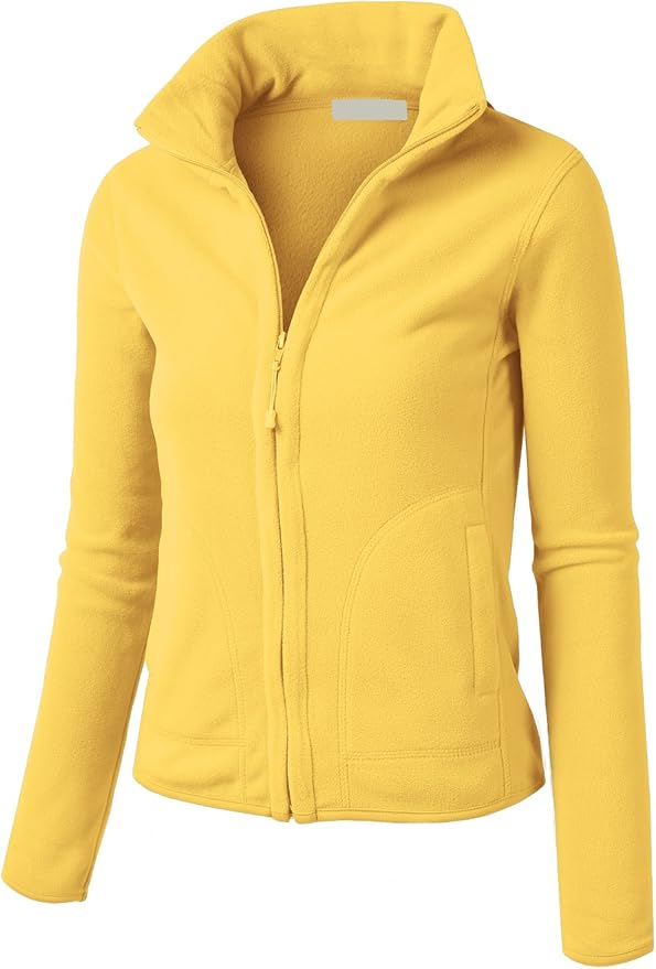 LE3NO Womens Lightweight Active Soft Fitted Zip up Fleece Jacket