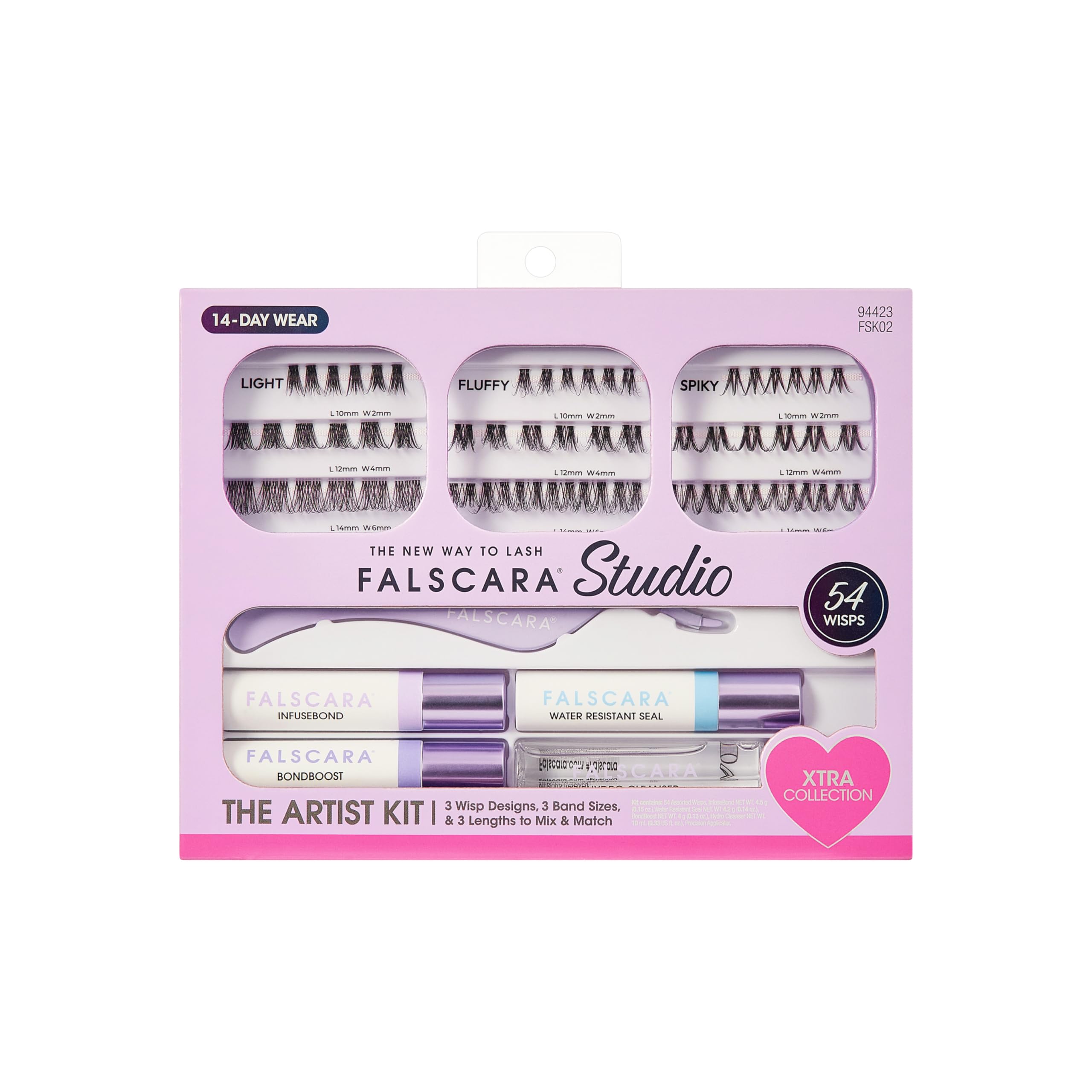 Photo 1 of * only comes with the lashes *
FALSCARA Studio Lash Extension Kit, 54 Stackable Lash Clusters, Medium Volume, 10mm-14mm, ‘Xtra’, False Eyelashes, InfuseBond, Water-Resistant Seal, BondBoost, Hydro Cleanser, Applicator