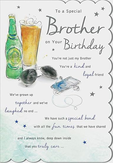 Biglietto Di Auguri Di Compleanno Di Alta Gamma Con 5 Meravigliosi Versi Impressi Per Un Fratello Speciale In Lingua Inglese Amazon It Casa E Cucina