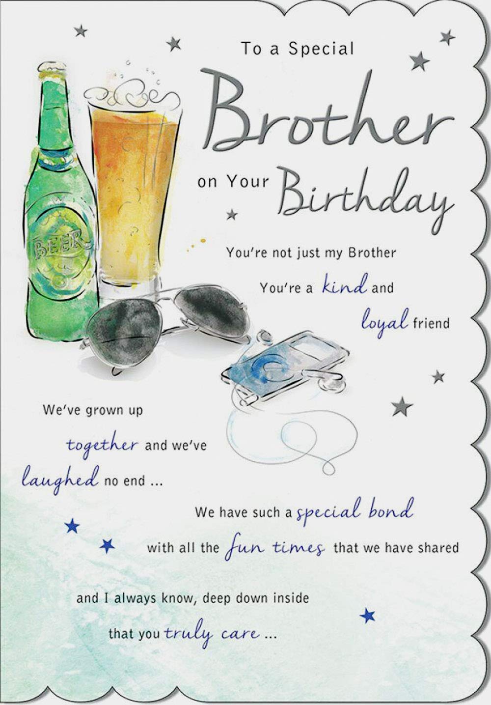 Piccadilly STUNNING TOP RANGE WONDERFULLY WORDED 5 VERSE TO A SPECIAL BROTHER BIRTHDAY CARD,White,9 x 6 inch