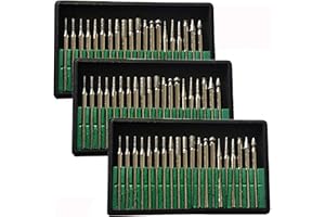 Brccee AC 60 Pcs Diamond Burr Bits Drill Glass Gemstone Metal for Craftsman Rotary Tool 1/8" Shanks w/ Box Tip