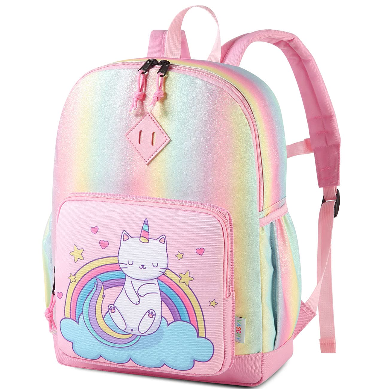 VASCHY Children's Backpack, Schoolbag Boys Kindergarten 4-6 Years Cute Lightweight Waterproof Unicorn Backpack for A4 Primary Folders Preschool with Chest Strap, Kitten, Taille unique, Casual